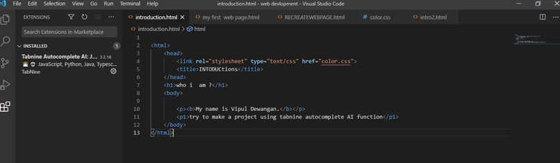 write code using tabnine  – screenshot 1