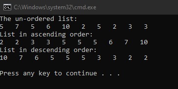 List sorter – screenshot 1