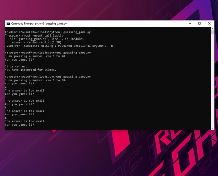 Command Line Game – screenshot 1