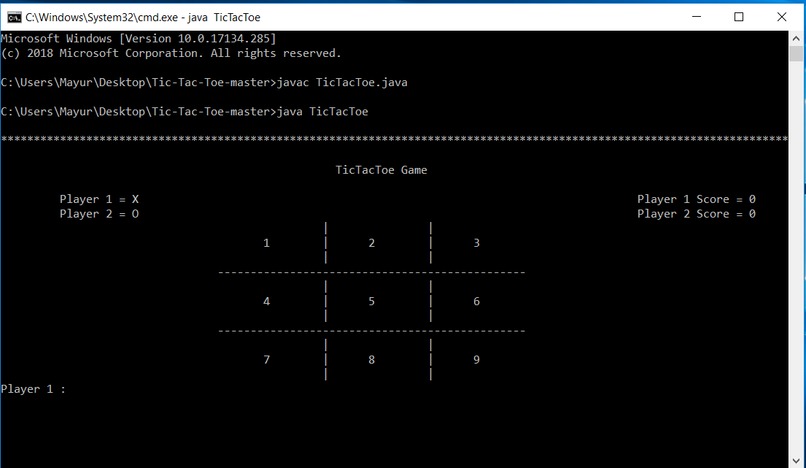 Tic-tac-toe in Java – screenshot 1
