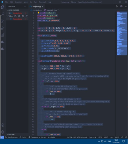 A simple code using Tabnine (autocompletes your code) – screenshot 1