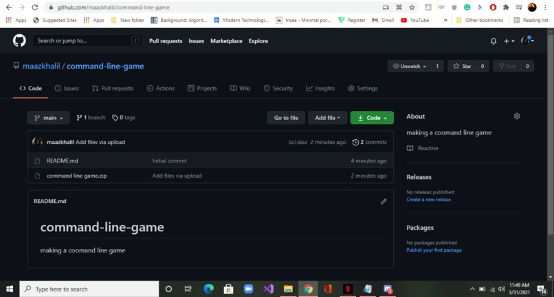 Command line game – screenshot 1