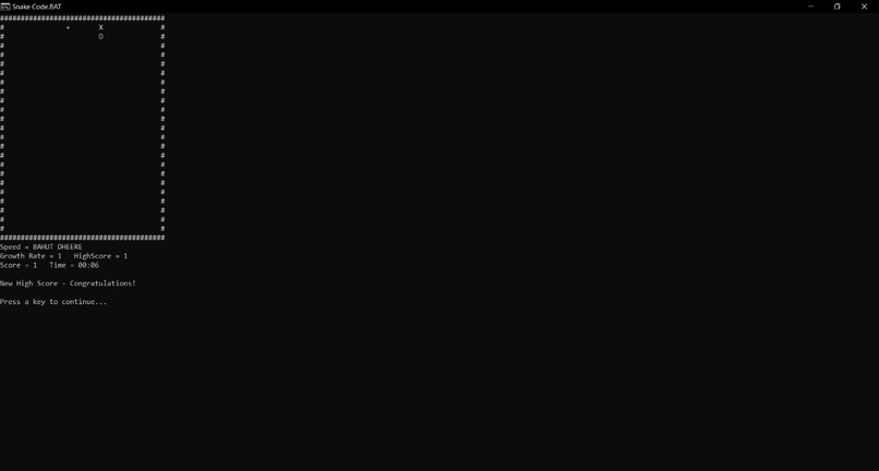 SNAKE GAME USING CMD – screenshot 2