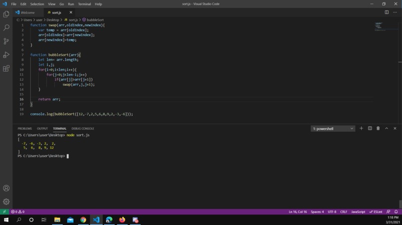 Write code to sort a list – screenshot 1