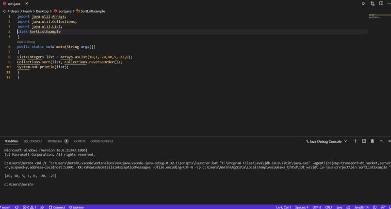 sort the list – screenshot 1