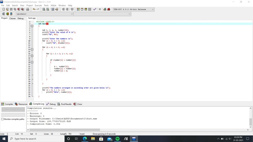 Sorting The List – screenshot 1