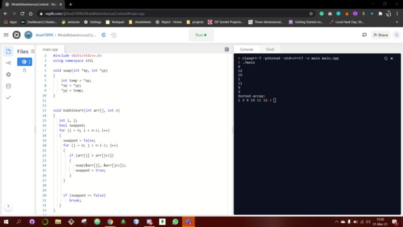 bubble sort – screenshot 1