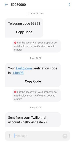 Use the Twilio API – screenshot 1