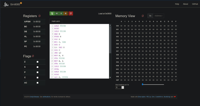 Programming 8085 – screenshot 1