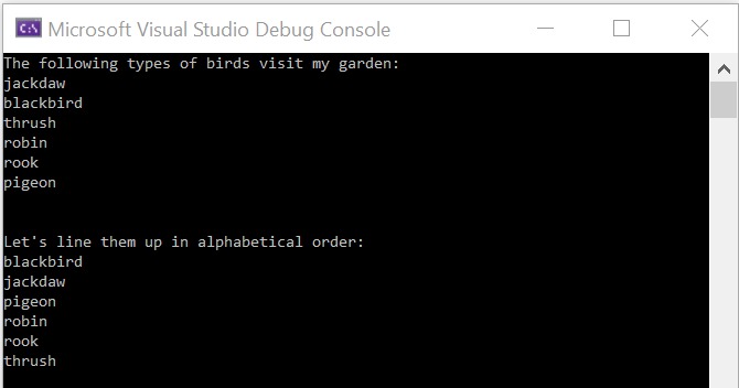 Write Code to Sort a List – screenshot 1