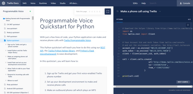 Make a phone call using twilio – screenshot 1