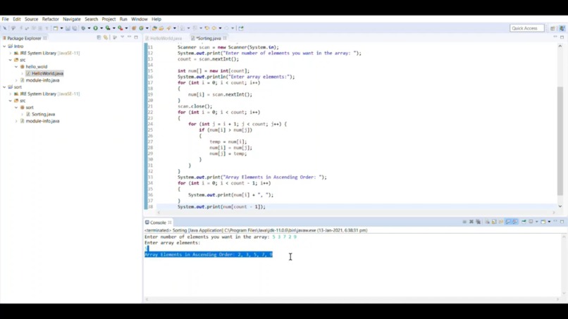 Sort a list – screenshot 1