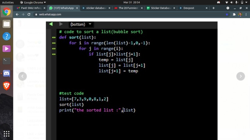 sort a list – screenshot 1