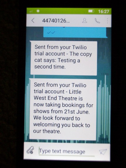 Twilio App - open bookings marketing message – screenshot 1