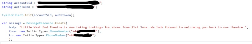 Twilio App - open bookings marketing message – screenshot 2