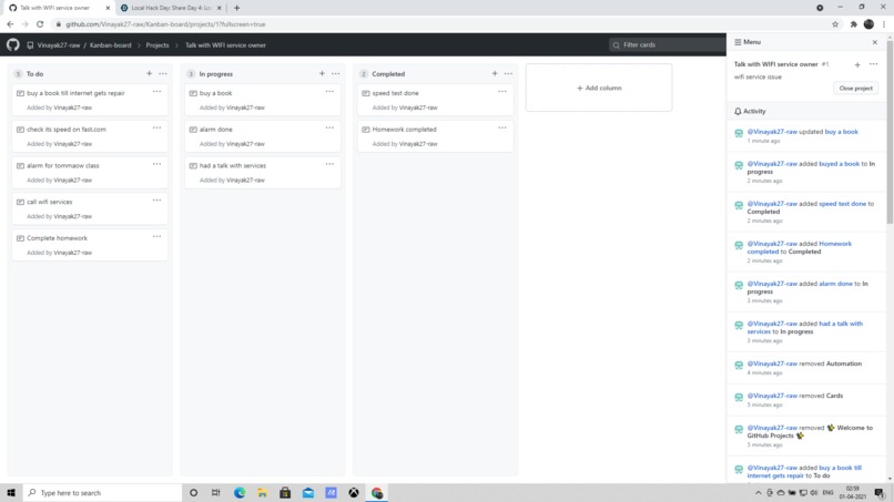 Kanban board – screenshot 1