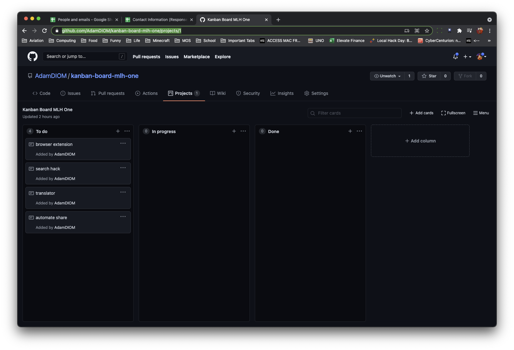 Create a Kanban Board | Devpost