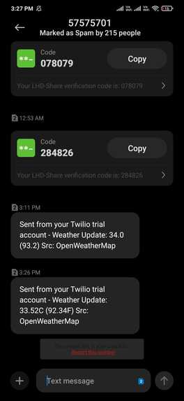 Weather Updates on SMS – screenshot 1