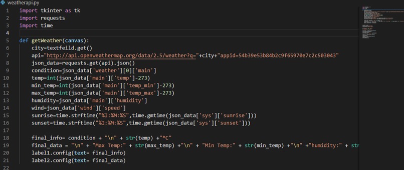Weather API  – screenshot 1