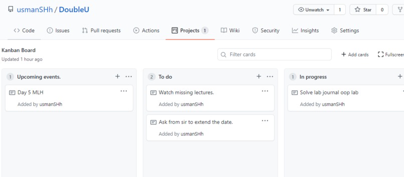 Kanban board – screenshot 1