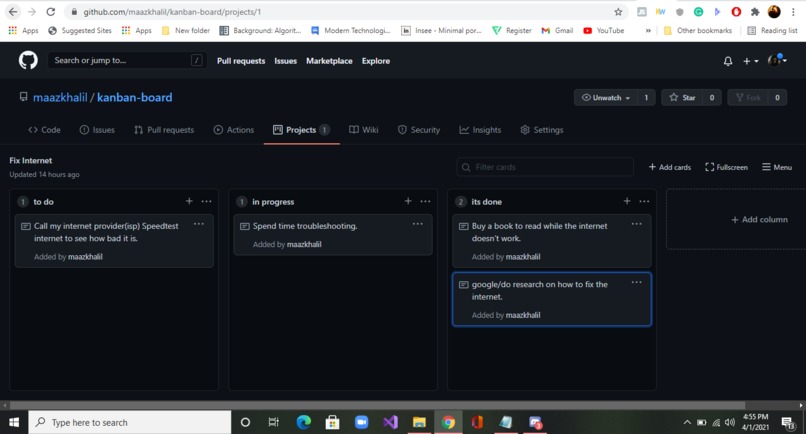 kanban board – screenshot 1