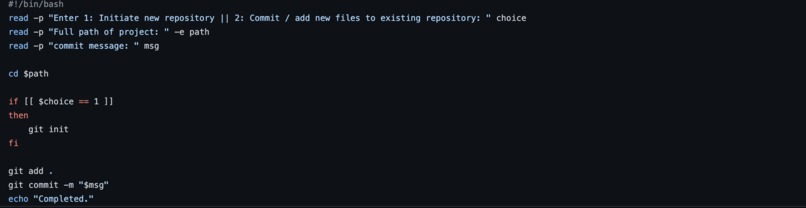 Git automation script – screenshot 1