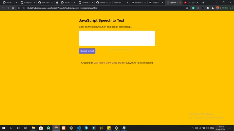 Speech Recognization using Java-Script – screenshot 1