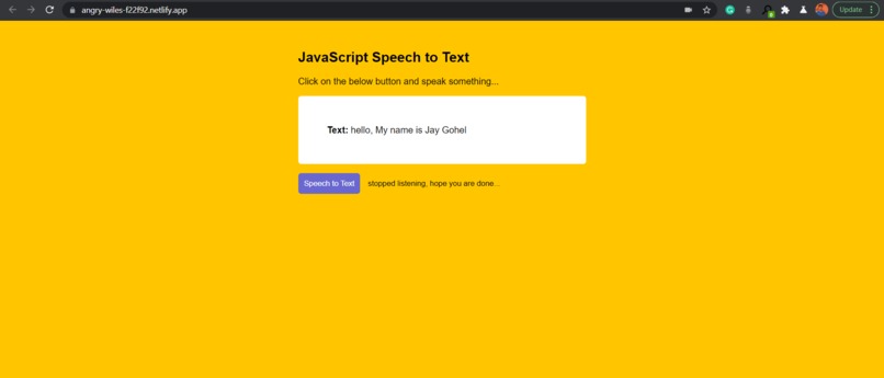 Speech Recognization using Java-Script – screenshot 2
