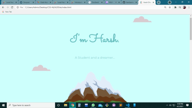 My personal website – screenshot 1