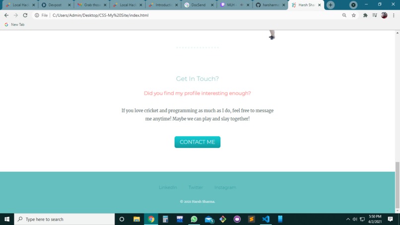 My personal website – screenshot 2