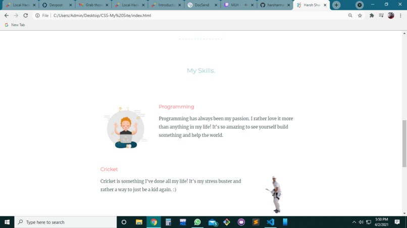 My personal website – screenshot 3