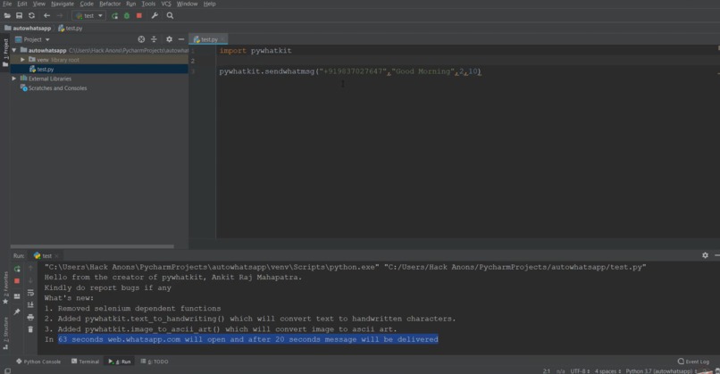 Create a hack that shares a message – screenshot 1