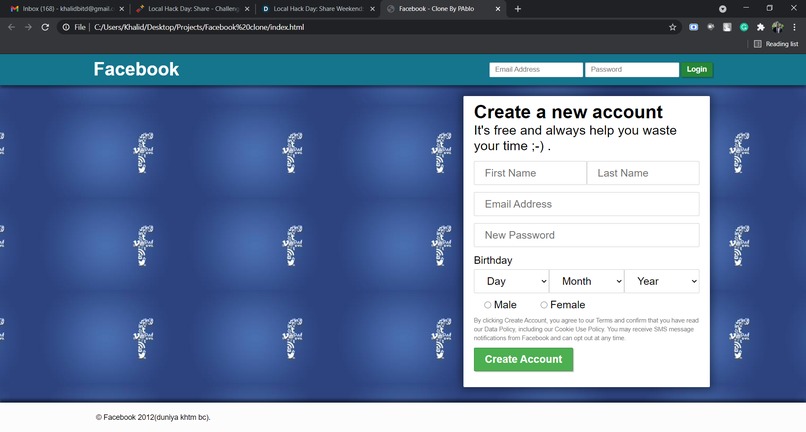 FACEBOOK CLONE – screenshot 1