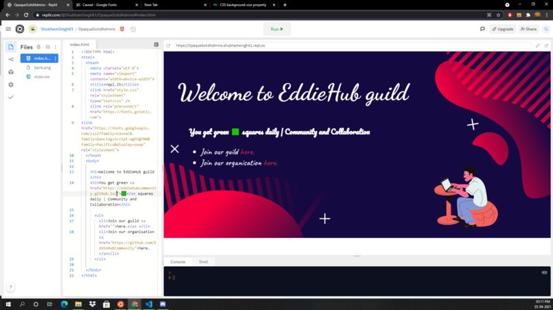 Guild Welcome website – screenshot 2