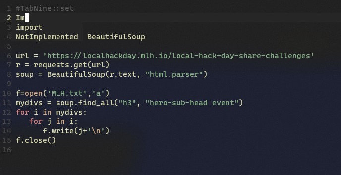 Tabnine – screenshot 1