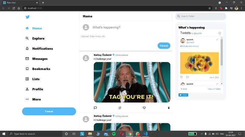 Twitter Clone – screenshot 1
