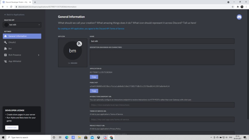 chat bot – screenshot 1