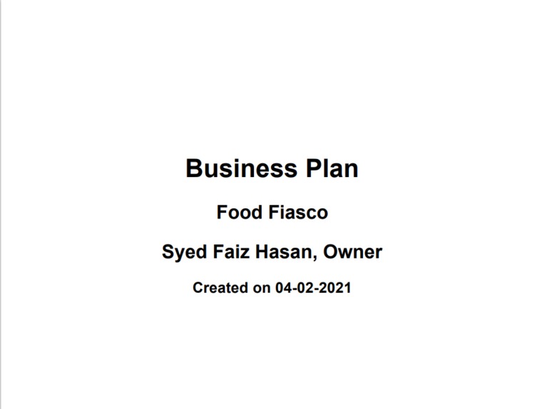 Food Fiasco Business Plan – screenshot 1