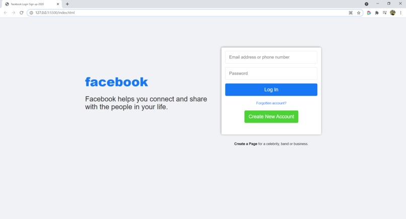 Facebook Clone – screenshot 1