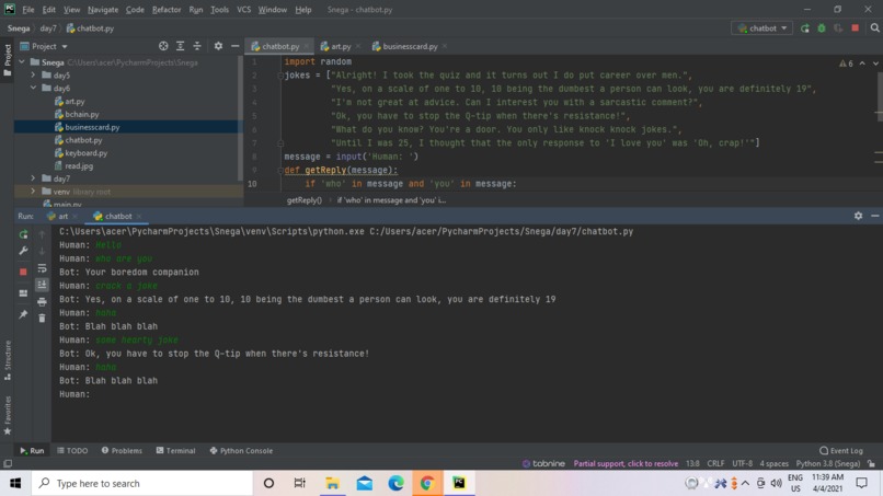 Chatbot – screenshot 1