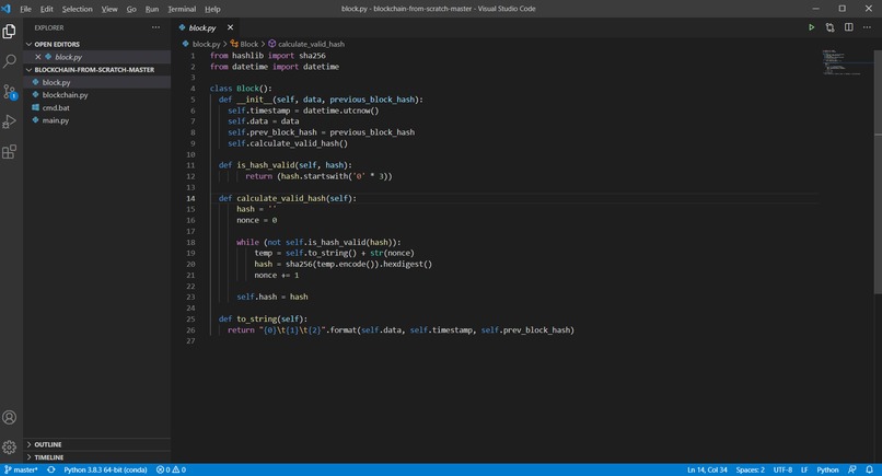 Creating Blockchain from scratch  – screenshot 1
