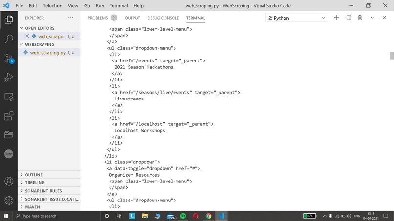 Web Scraping Application – screenshot 1