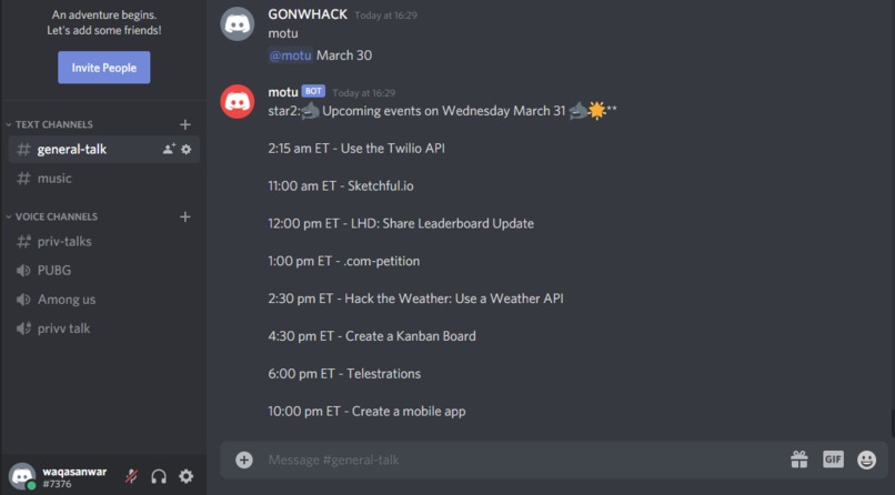 chat bot – screenshot 1