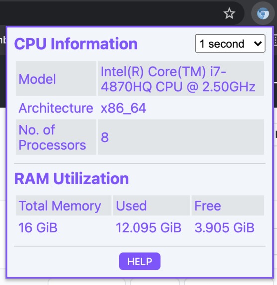 CPU Information Browser Extension Devpost