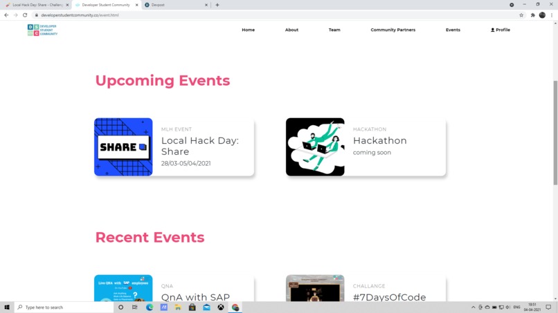 Guild website – screenshot 2