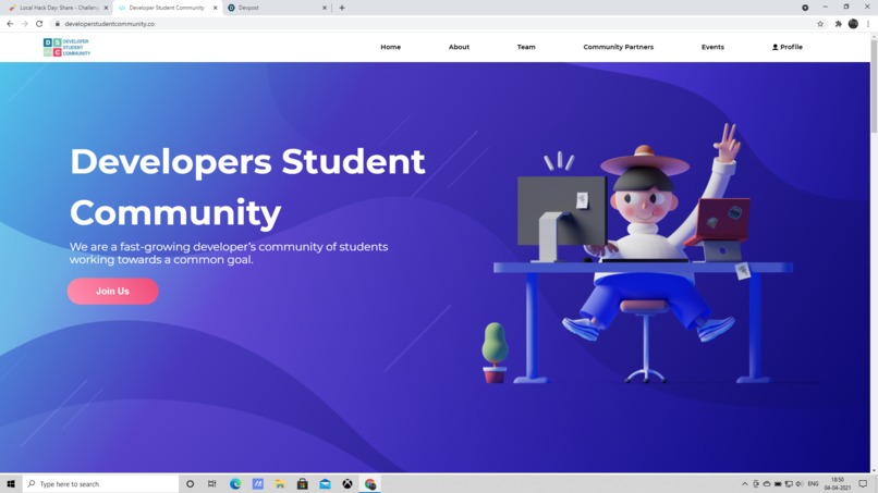 Guild website – screenshot 1