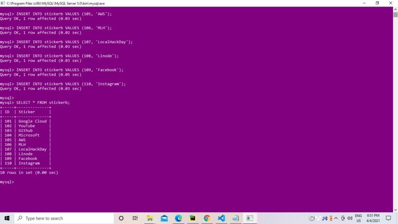 Database – screenshot 1