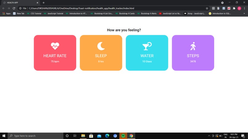 Created a health app – screenshot 1