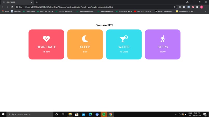 Created a health app – screenshot 2