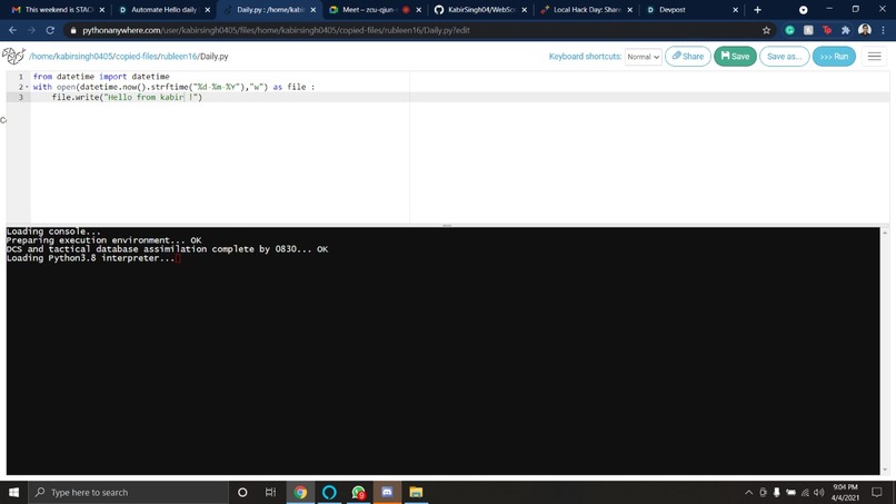 Automate Hello daily – screenshot 2